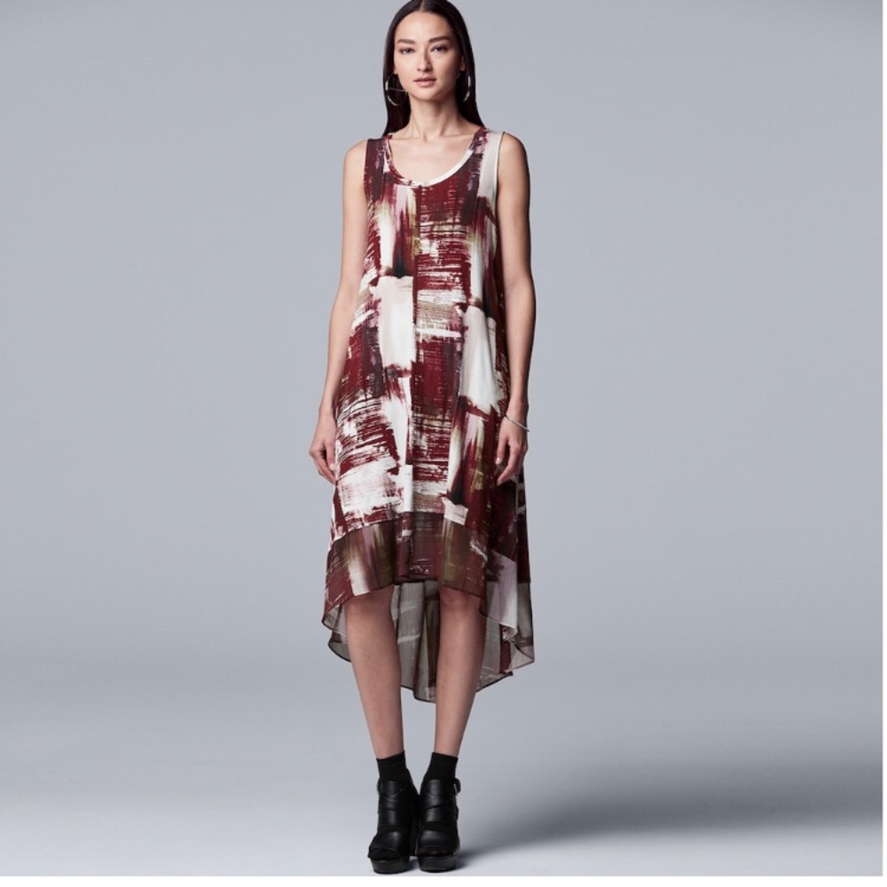 Vera Wang Print High-Low Dress